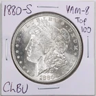 1880-S 80/79 Ear $1 Morgan Silver Dollar Choice BU Condition #5177 VAM-8 Top-100