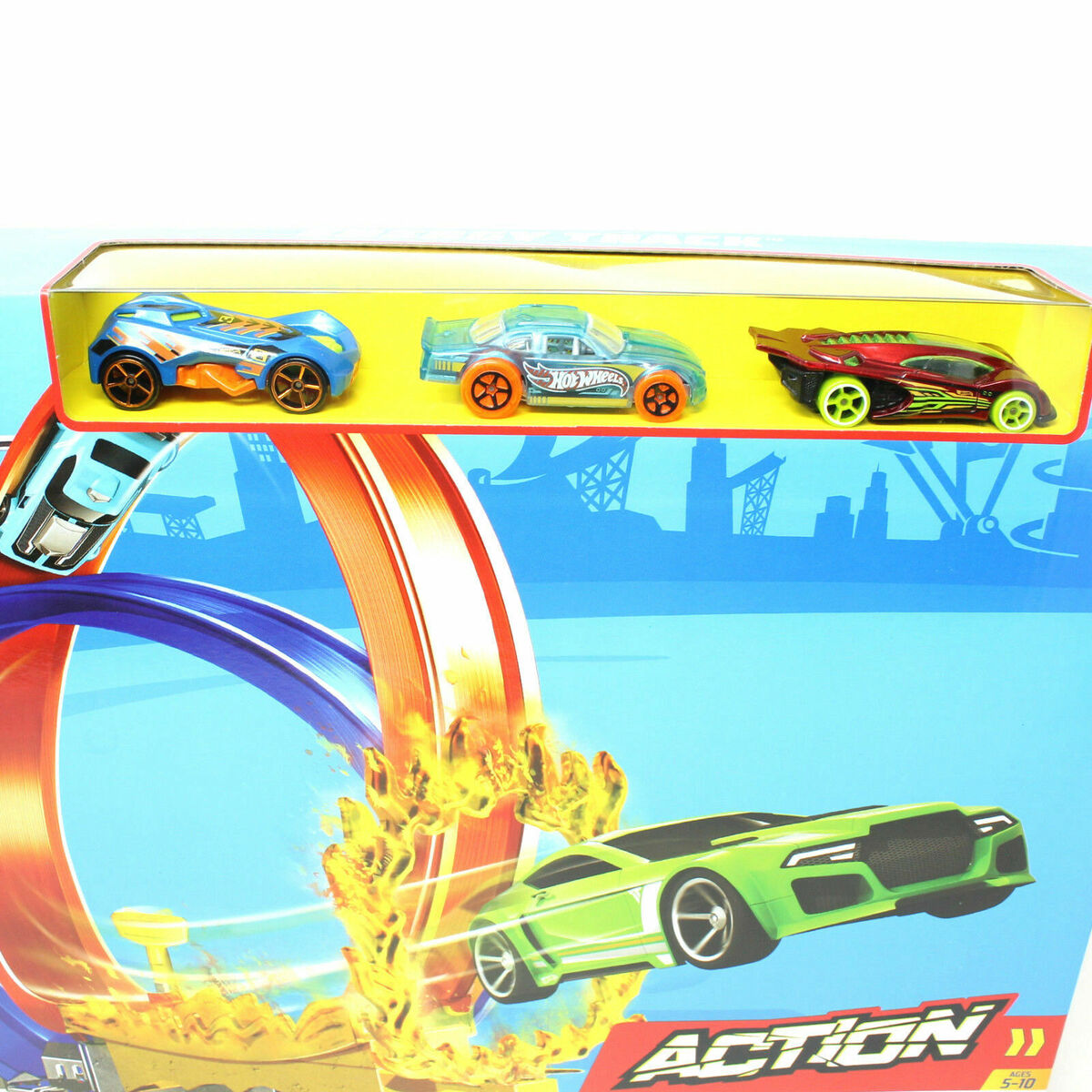 Hot Wheels Action Energy Track Double Power Loops Track Set 3 Cars NEW &  SEALED