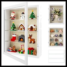 11x14 Shadow Box Display Cases with 3 Removable Clear Shelves, White