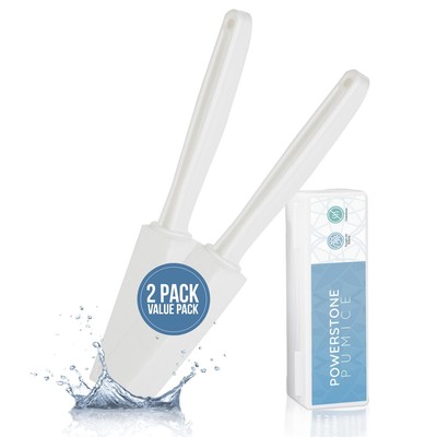 Pumice Stone Toilet Bowl Cleaner with Extra Long Handle - 2 Pack | 3'' Longer...