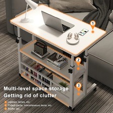 Verstellbarer Nachttisch Laptoptisch - mehrschichtiger Aufbewahrungstisch für Zuhause & Büro, er
