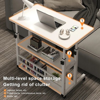 Verstellbarer Nachttisch Laptoptisch - mehrschichtiger Aufbewahrungstisch für Zuhause & Büro, er