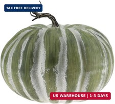 Woration 8.4" Large Green Fake Pumpkin for Halloween Autumn Thanksgiving