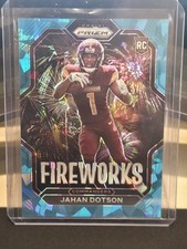 2022 Panini Prizm Fireworks Jahan Dotson #F-23 Blue Ice Prizm /99 Rookie RC SP