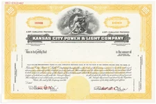 Kansas City Power & Light Company. Stock Certificate.