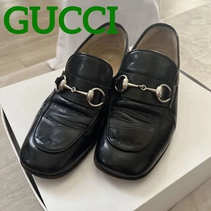 Mocassins femme GUCCI Horsebit cuir noir EU35,5/US5,5 authentiques du Japon