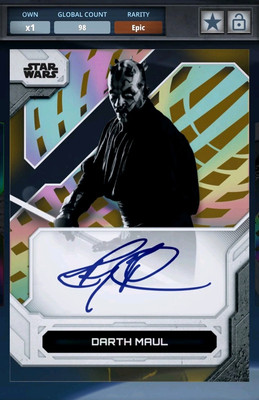 99cc DARTH MAUL HIGH TEK 2024 W1 SIGNATURES B&W GOLD EPIC Star Wars Card Trader