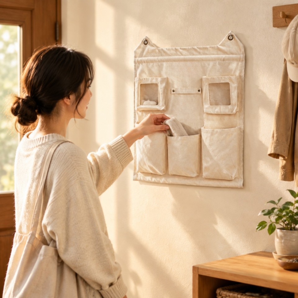 Storage Rack With Canvas Canvas Wall-Hanging Storage Organizer Long-Lasting for Entryway | eBay UK