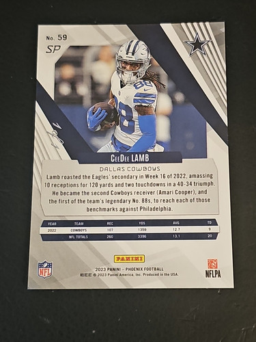 2023 Panini Phoenix CeeDee Lamb #59 Gold Seismic SP 1/1 Dallas Cowboys - Picture 6 of 10