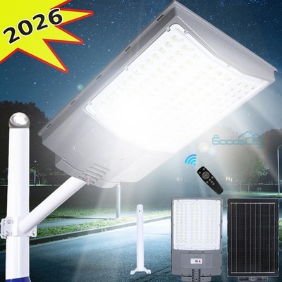 990000000000LM Solar Street Lights LED Outdoor Dusk to Dawn Road Lamp + Pole