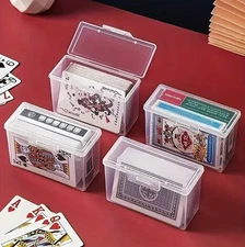 3PCS Clear Plastic Playing Card Storage Boxes: Deck Holders for Poker & Games