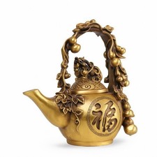 Teekannenskulptur goldfarben Teekannen-Ornament antik f&uuml;r Wohnzimmer, Teezimmer