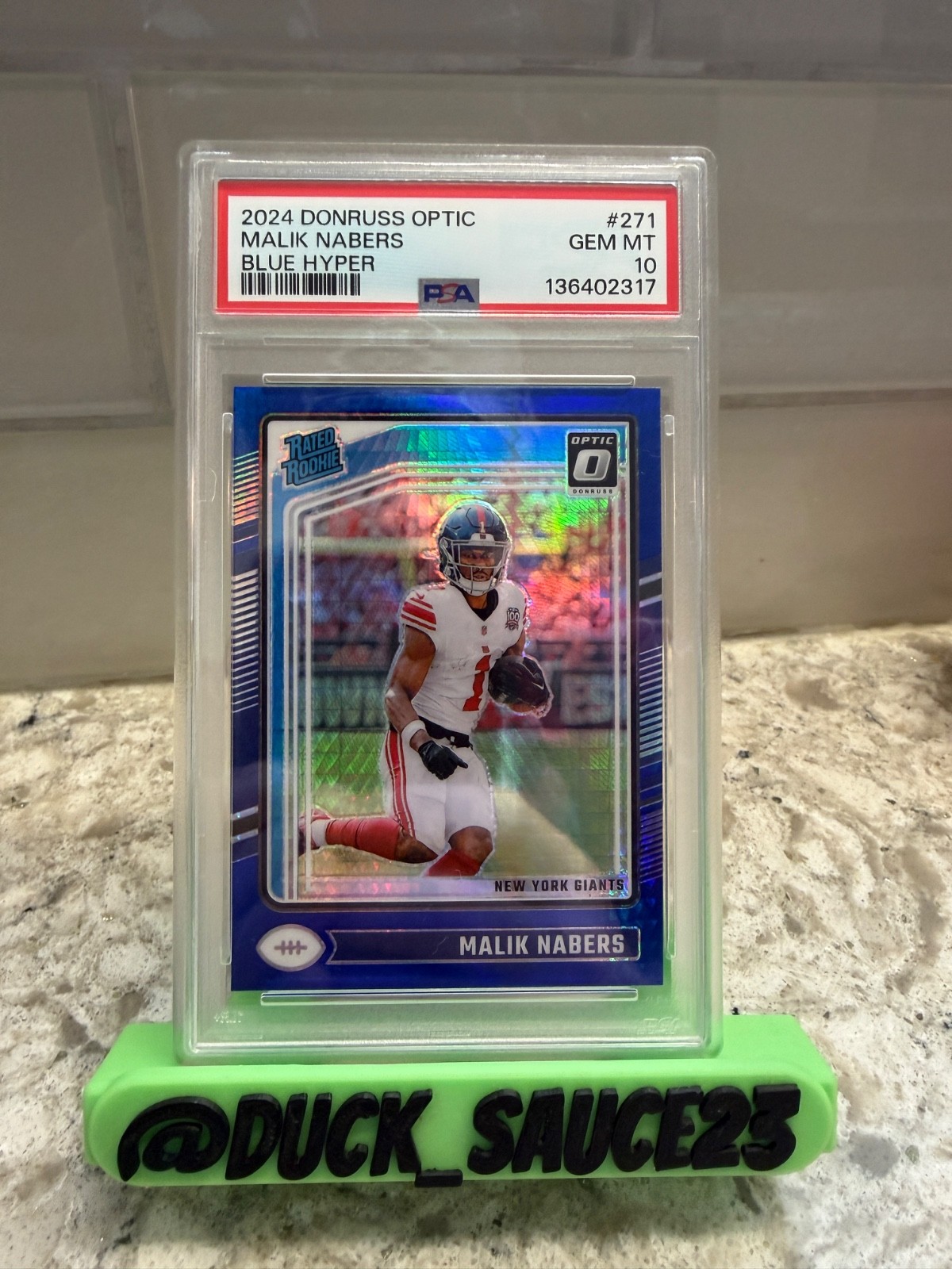 2024 Panini Donruss Optic Rated Rookie Malik Nabers #271 Blue Hyper Prizm PSA 10