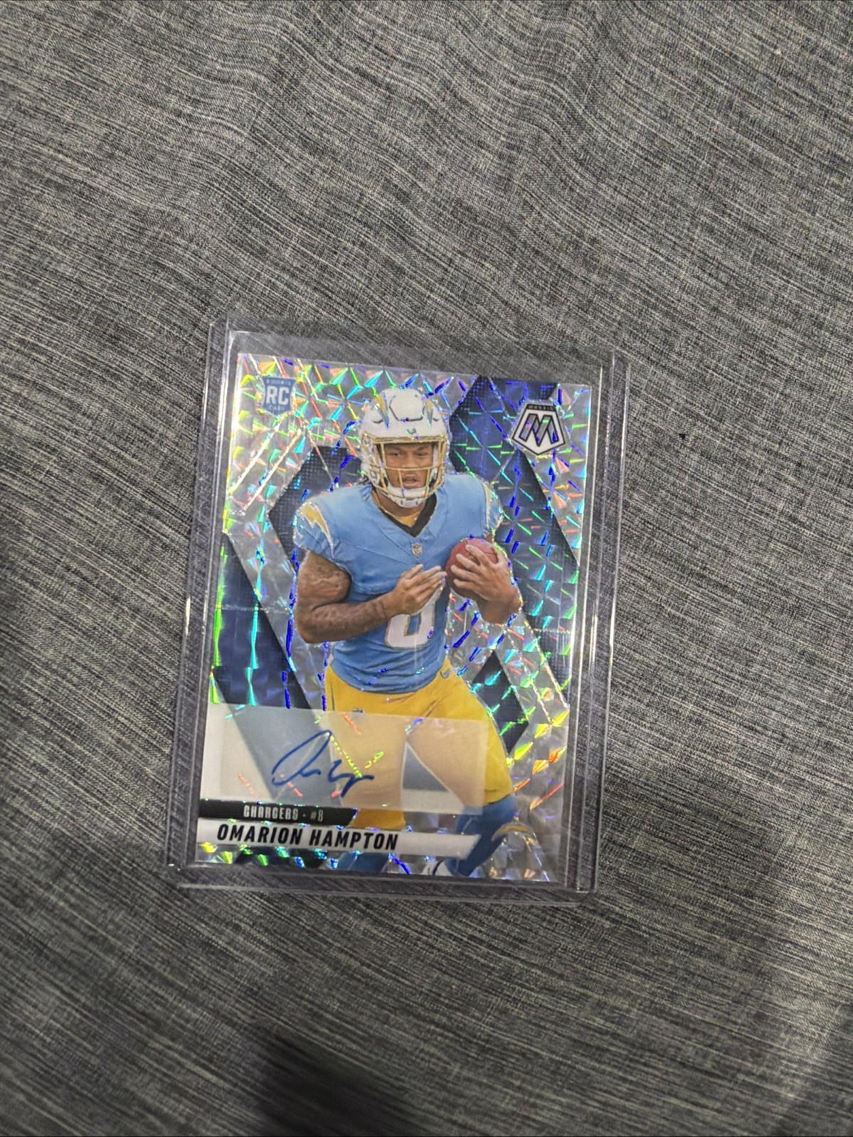 2025 Panini Mosaic Omarion Hampton Rookie Auto Mosaic Prizm Chargers #335 RC