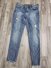 Universal Thread Jeans Womens 4/27R Blue Mid Rise Skinny Distressed Raw Hem