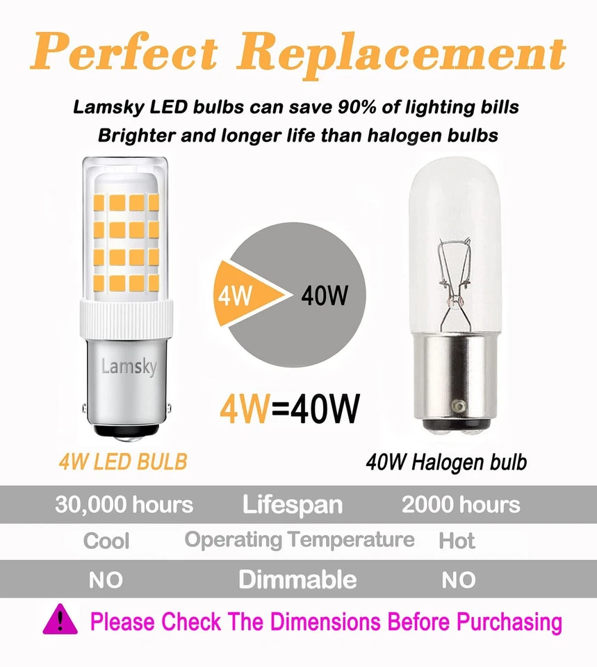 LED BA15D Double Contact Bayonet Base 120 Volts 4W Led Light Bulb,T3/T4/C7/S6... - Image 3 of 4