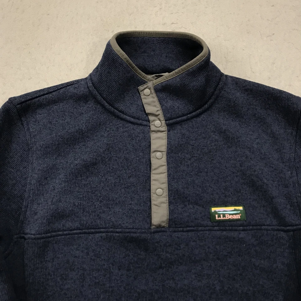 LL Bean Chaqueta Para Hombres Medio Azul Suéter Polar Snap T Pullover Exterior 298050 Foto 2 de 4