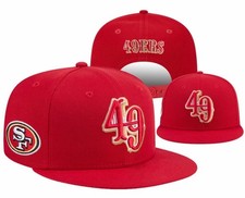 San Francisco 49ers Snapback Hat Adjustable Fit Red Flat Brim Embroidered Cap