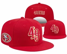 San Francisco 49ers Snapback Hat Adjustable Fit Red Flat Brim Embroidered Cap