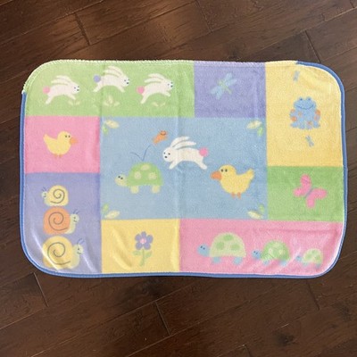 VINTAGE Carters Tykes Baby Blanket Patchwork Duck Bunny Chick Silky 29 X 42 READ