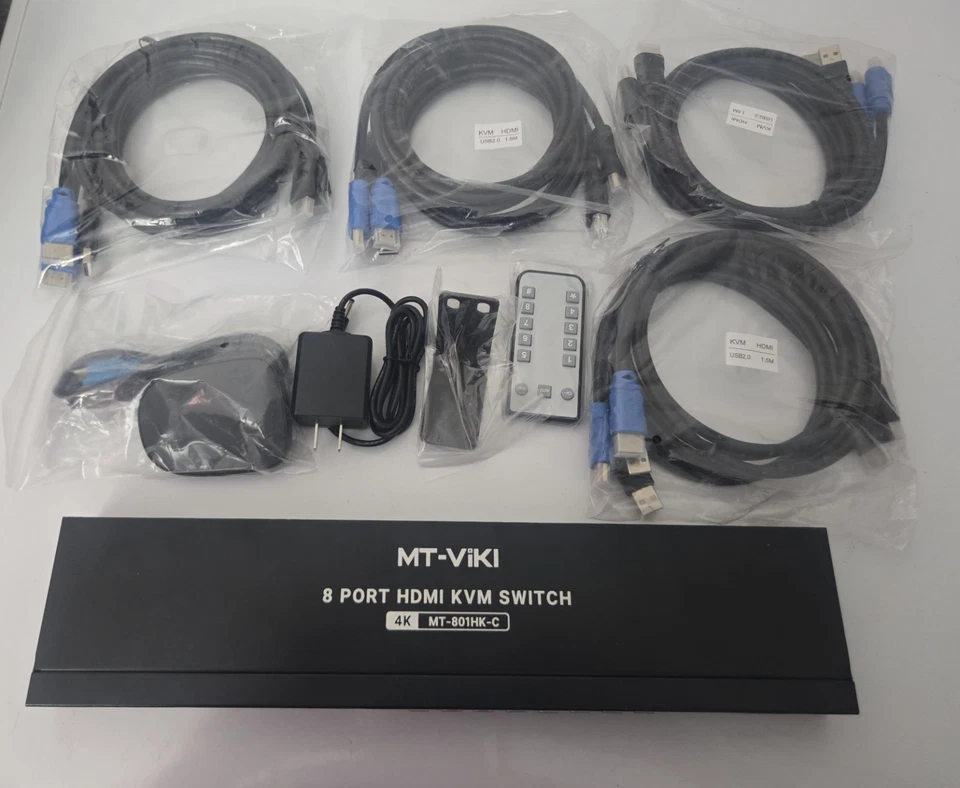 MT-VIKI 8 Port HDMI KVM Switch 4K@30HZ USB2.0 8 in 1 Out Switcher 1U Rack Mount - Image 4 of 4