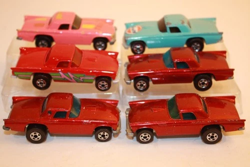 Six (6) Vintage 1977 Hot Wheels 1957 '57 Ford Thunderbird T-Bird Cars