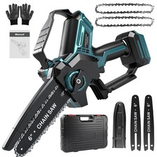 6" Akku Kettensäge Bürstenlos f. Makita 18V | 2x Kette+Schwert Koffer,Ohne Batte