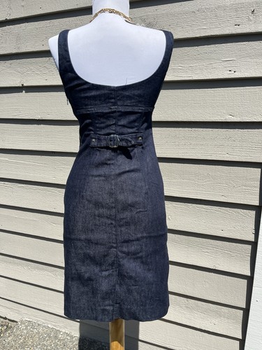 Y2K Auth PRADA Bustier Top Denim Blue Jean Tank Dress 38 XS Italy RIRI ZIPPER - Foto 5 di 19