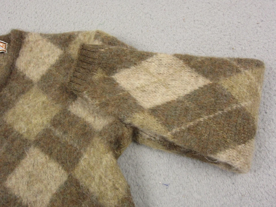 Suéter True Vintage Brentwood Para Hombre Grande (ENCOGIDO) Marrón Argyle Lana Alpaca Años 50 Foto 4 de 4
