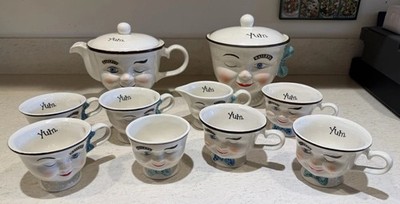 Bailey s Vintage Winking Set ~ 10 Piece Teapot, Cookie Jar, Sugar, Creamer, Cups