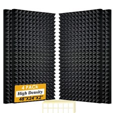 4 Pack Black Acoustic Foam Panels,48x24x2 Inch Sound Proof,High Density Sound...