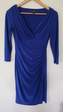 Lauren Ralph Lauren Women's Sz. 2 Blue Faux Wrap V Neckline Dress