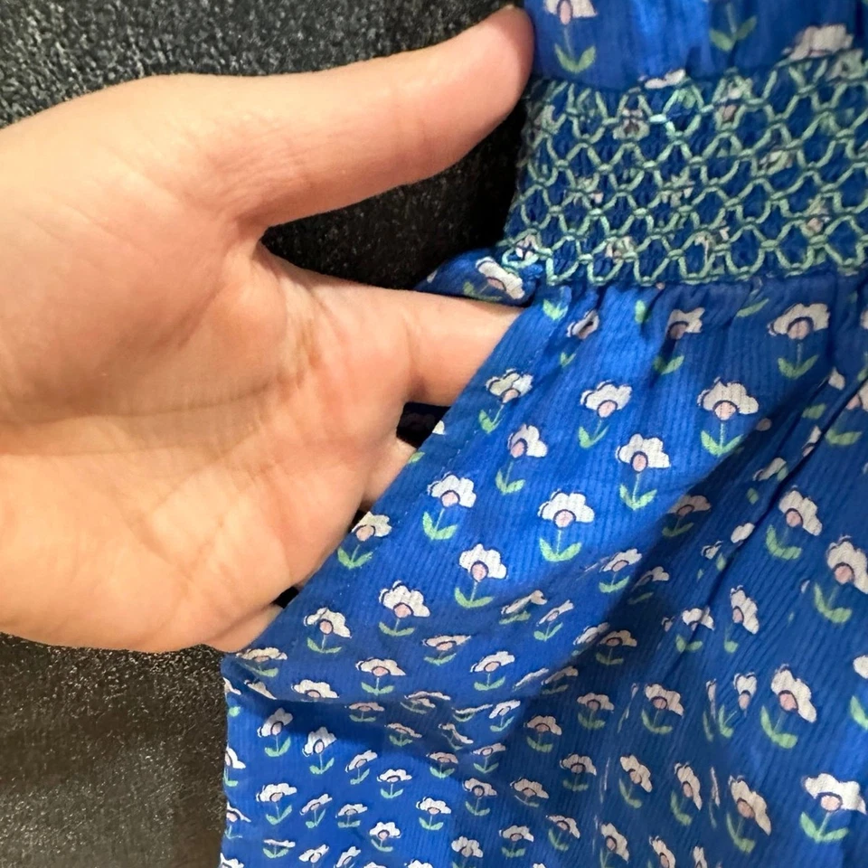 Boden Floral Romper Smocking 100% Cotton Blue Floral Pockets Size 11-12Y 152cm - Image 4 of 4