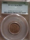 1893 Indian Head Cent PCGS MS63BN Uncirculated Mint State Brown Penny 1C