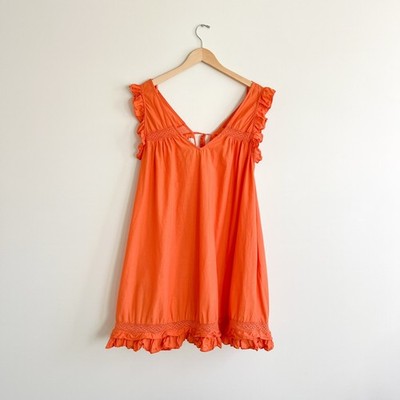 Anthropologie Devotion Twins Antipaxoi Orange Mini Ruffle Sleeveless Dress Small
