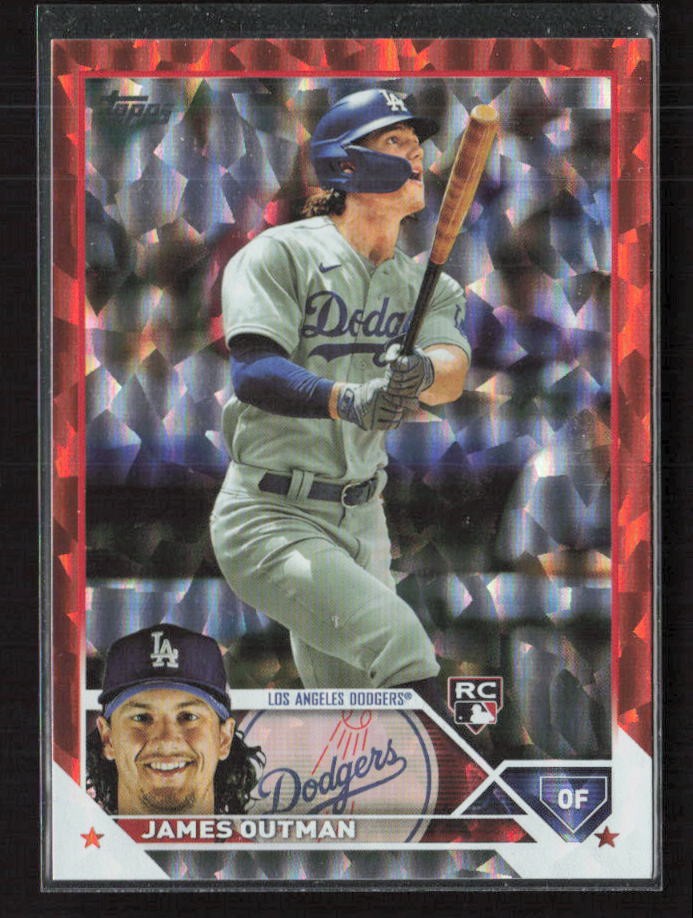 2023 Topps #395 James Outman Orange Foil #/299 Los Angeles Dodgers (D)