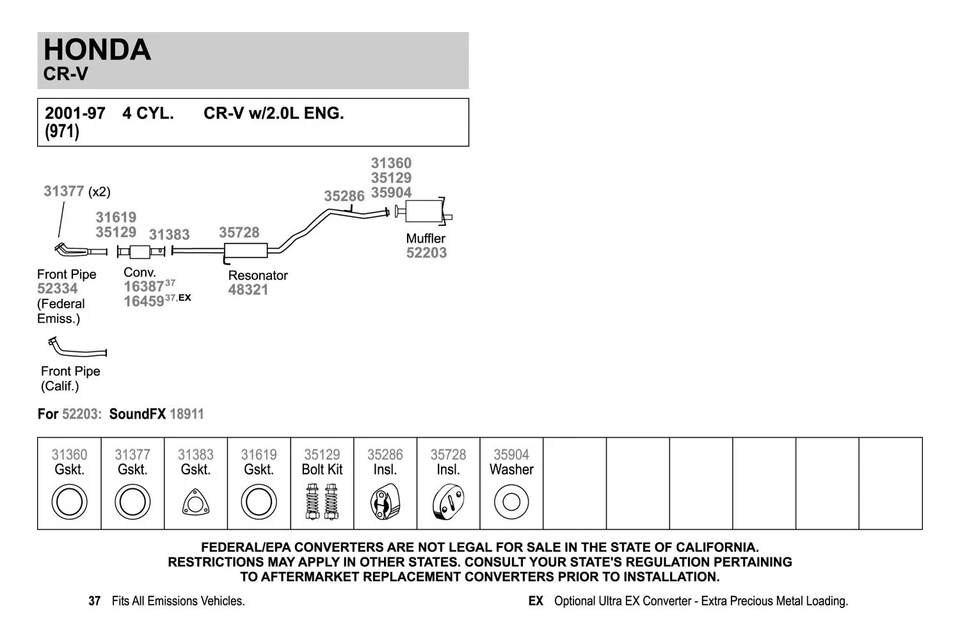 For Honda Civic 96-11 Exhaust Manifold Flange Gasket High Temperature Graphite w - Imagem 4 de 4