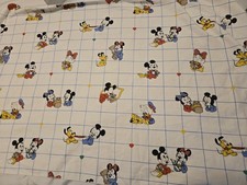 Vintage 1984 Dundee Disney Babies Flannel Blanket Hearts Mickey  Friends Cotton