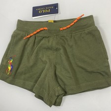 Polo Ralph Lauren Unisex Girls Size 5 Big Pony French Terry Shorts Green NEW