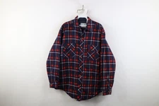 Vintage 90s Streetwear Mens Large Faded Flannel Quilted Button Shirt Jacket Jac