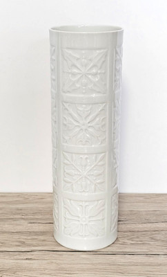Vintage Edelstein Bavaria Vase 27cm Relief Weiß 60er 70er Mid Century TOP