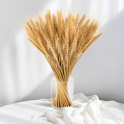 100 Stems Dried Wheat Stalks for Decor - Sheaves Grass Natural Bunch Flowers Hom