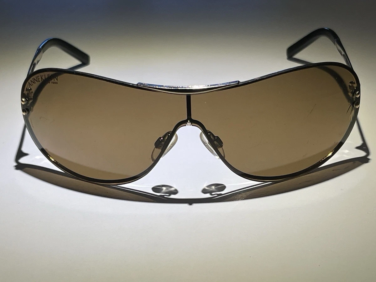Anne Klein 3000 680 White Frame Light Brown Gradient Lens Sunglasses w Case Itay Anne Klein Brown Sunglasses for Women for sale | eBay main image 2