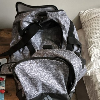 adidas Gray/Black Polyester Backpack Zip Closure Adjustable Strap Logo