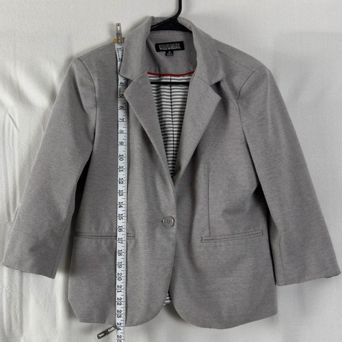 Nicole Miller Original Womens Size M Gray Blazer 1 Button Stretch Jacket - Picture 3 of 10