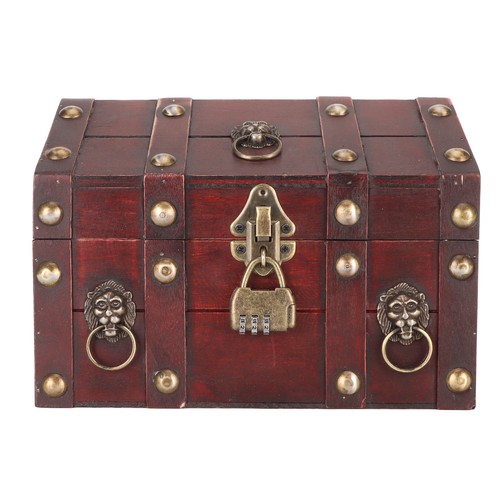_Treasure Chest Storage Box With Combination Lock Handcraft Exquisite Wood T - Picture 10 of 12