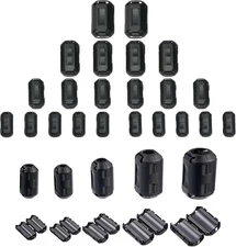 Clip-on Ferrite Ring Cores EMI RFI Signal Noise 20 Piece Assortment, Black 