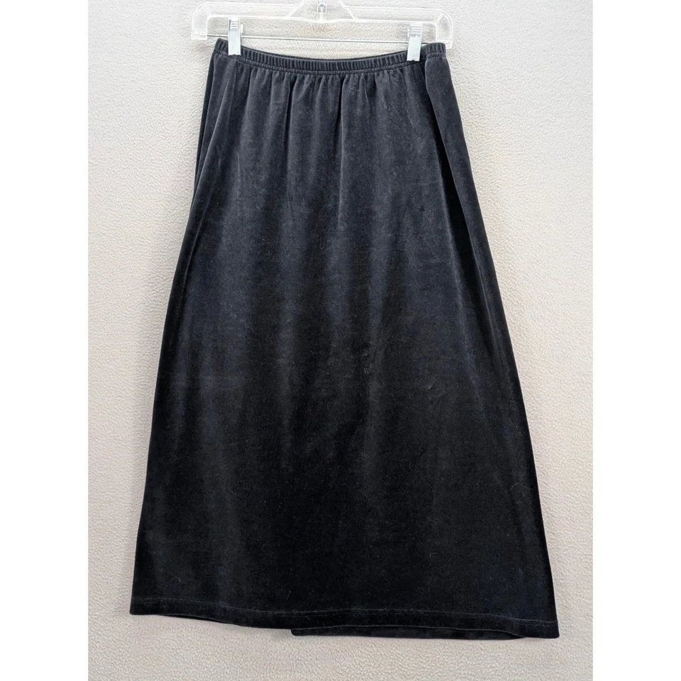Falda de terciopelo para mujer L.L.Bean cintura elástica midi informal grunge algodón negra talla M Foto 3 de 4
