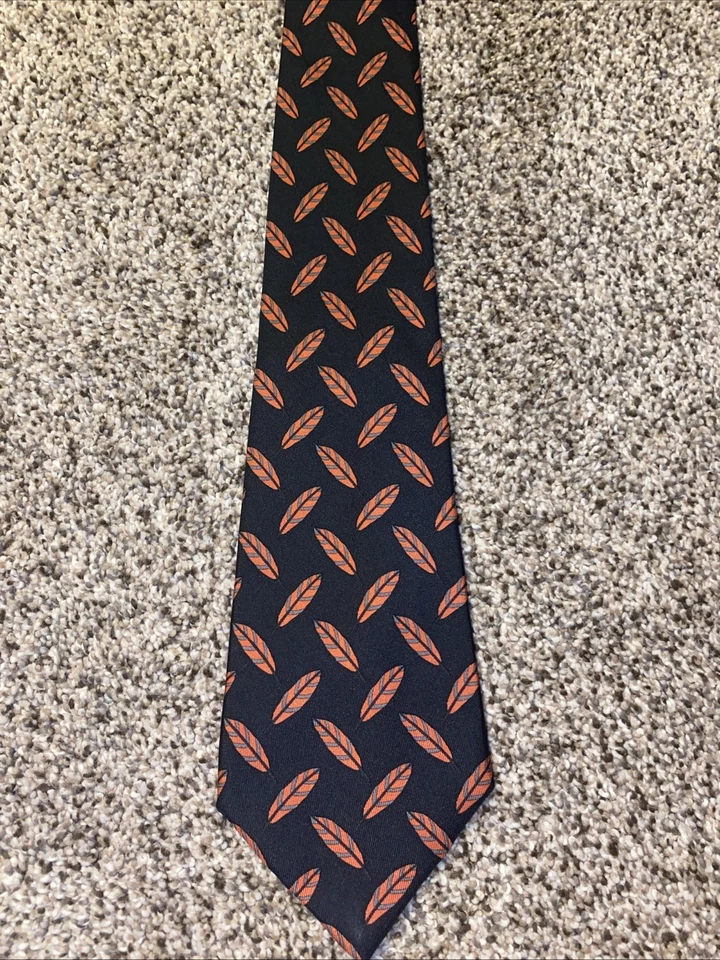 РЕДКИЙ галстук Hermes 995 SA перья черный винтажный 100% шелк подлинный ручной работы - Изображение 3 из 4
