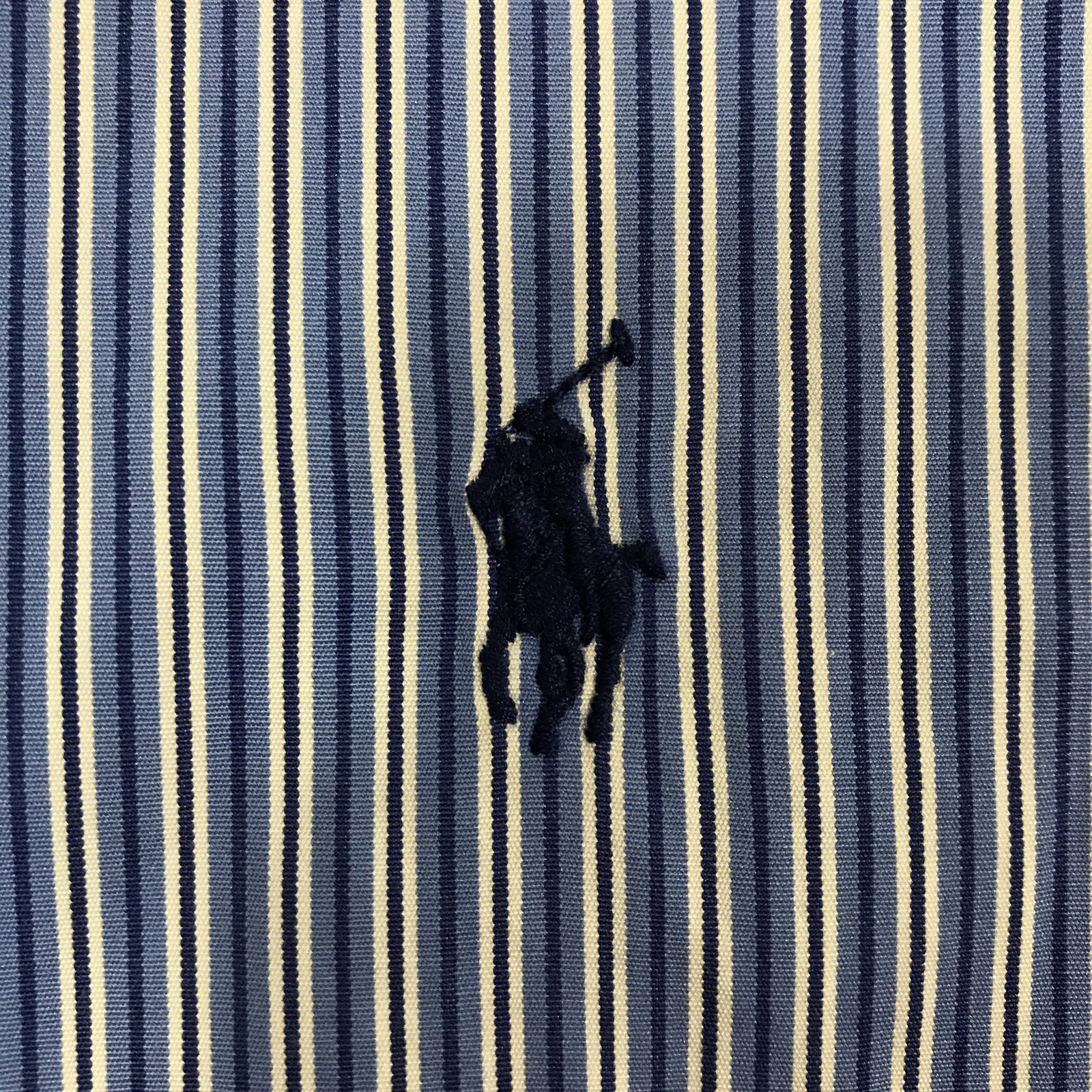 Ralph Lauren Custom Fit Men's Large L Button Front Shirt Blue Striped